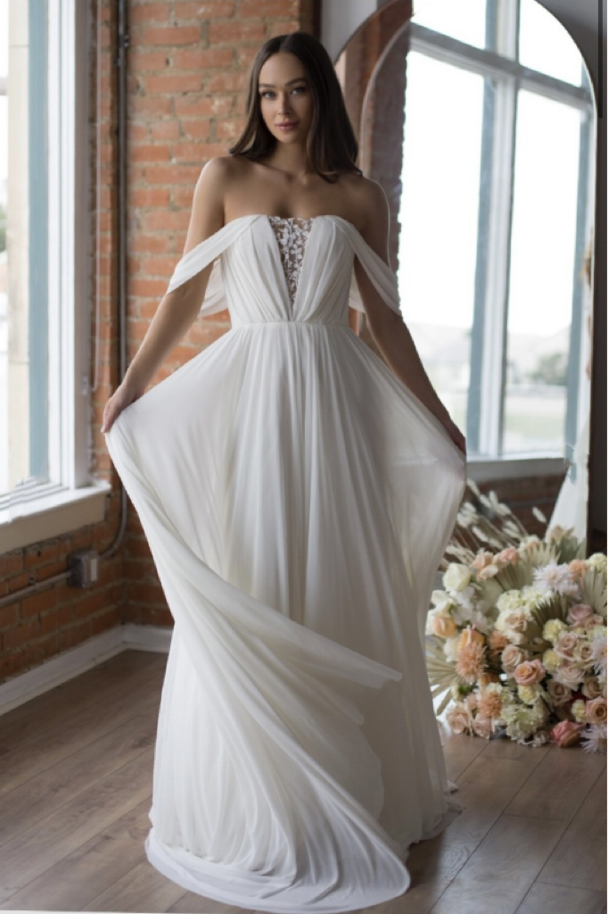 2024 Chiffon Wedding Gown with Off-the-shoulder vestido de novia de playa