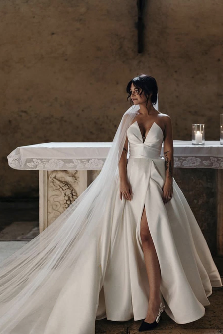 Sheer Long Sleeves Bridal Dress with Square Neck Vestido de novia 2024