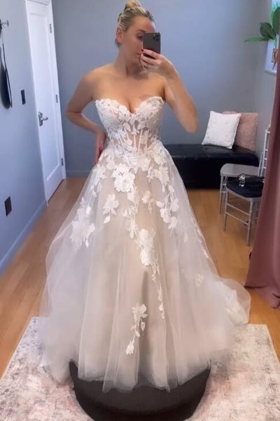 2025-floral-appliques-wedding-gown-with-semi-sheer-strapless-bodice-1