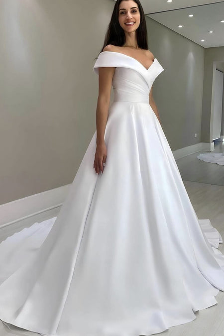 Minimalist A-line Wedding Gown with Midi-length Skirt
