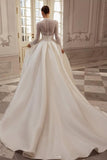 White wedding dress with long sleeves