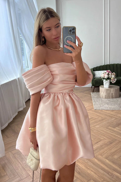 pink-satin-homecoming-dress-with-dropped-sleeves