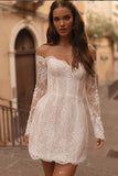 sexy-lace-mini-wedding-dress-with-off-the-shoulder-sleeves