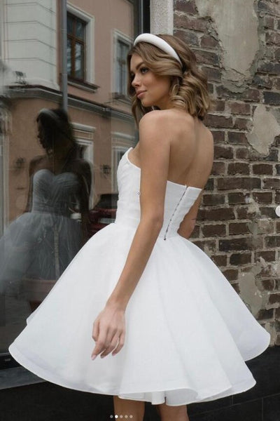 Strapless Bride Short Wedding Dress informal Style 6 Red
