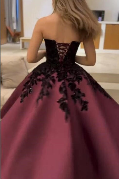 tea-length-prom-dresses-black-appliques-bodice-1