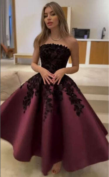 tea-length-prom-dresses-black-appliques-bodice-2
