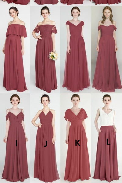 long-mismatched-bridesmaid-dresses-mauve-chiffon-skirt-1