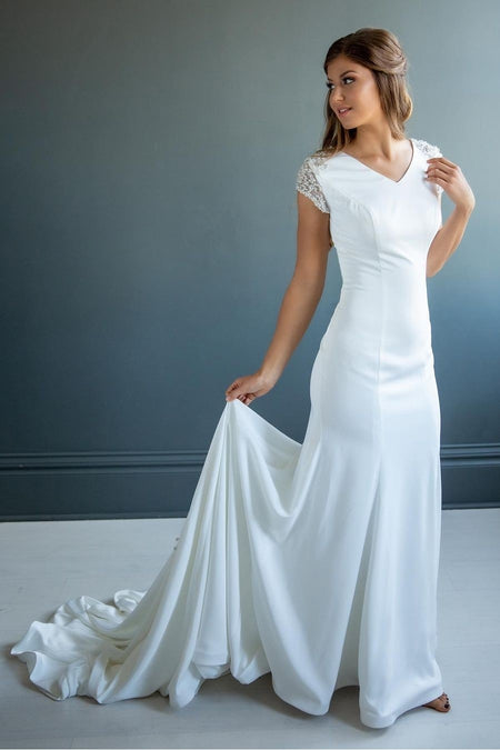 High Halter Column Wedding Dress with Open Back