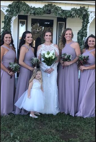 Peach Chiffon Bridesmaid Dresses Long Maxi Dress