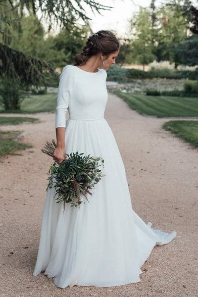 2020 Vintage Lace Bride Wedding Dress Long Sleeves