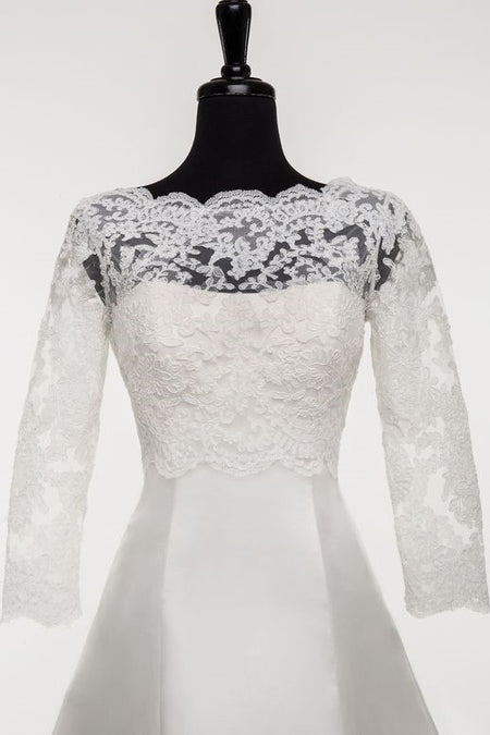 Off-the-shoulder Lace Bridal Bolero with Sleeves