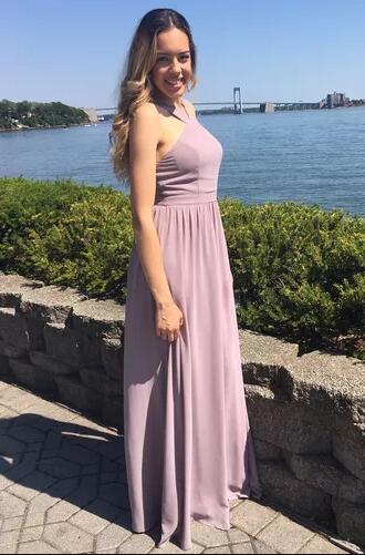 Peach Chiffon Bridesmaid Dresses Long Maxi Dress