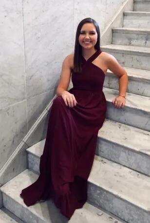 Peach Chiffon Bridesmaid Dresses Long Maxi Dress