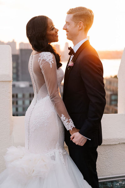 illusion-lace-ruffles-mermaid-wedding-dresses-long-sleeves