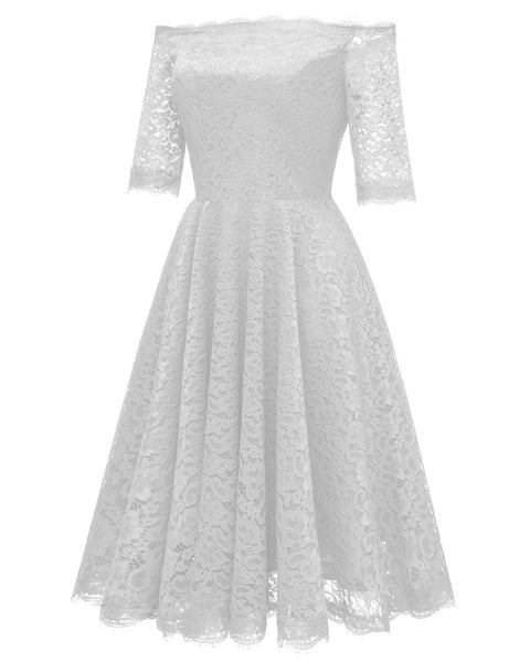 Off-the-shoulder Dark Blue Bridesmaid Wedding Guest Dress with Sleeves