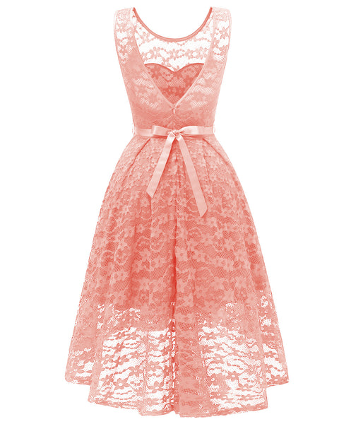 V-Neckline Lace Short Bridesmaid Dresses With Belt Sash