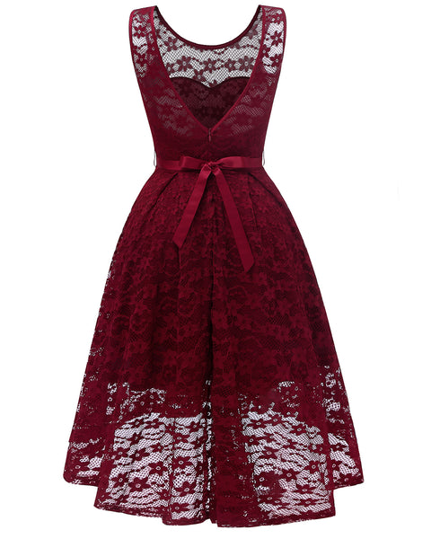 V-Neckline Lace Short Bridesmaid Dresses With Belt Sash