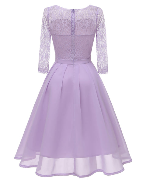 Mint Green Chiffon Lace Wedding Party Dress with Sleeves