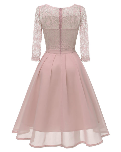 Mint Green Chiffon Lace Wedding Party Dress with Sleeves