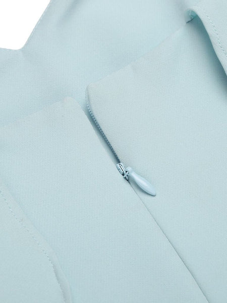 Sky-blue Hi-low Homecoming Dress with Flounced Off-the-shoulder