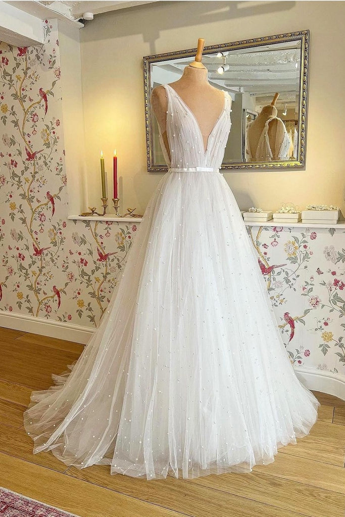 A-line Pearls Wedding Dress 2023 New Style