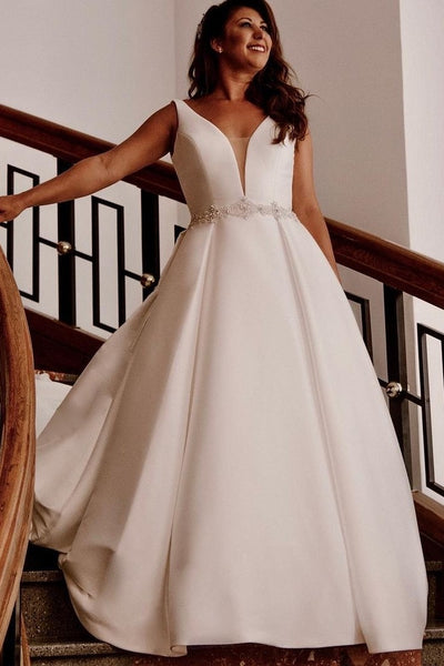 a-line-plus-size-wedding-dresses-with-beaded-belt