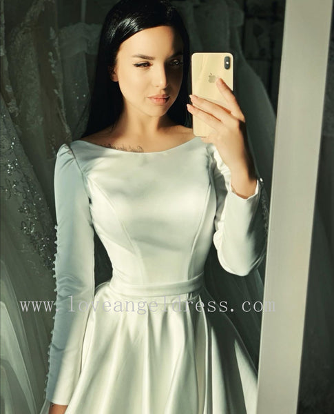 a-line-simple-satin-bridal-gowns-with-sleeves-2