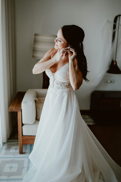 A-line Summer Bridal Gown with Lace Bodice