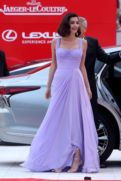 Amal Clooney Chiffon Lavender Celebrity Dresses Prom
