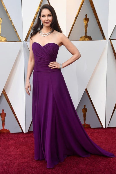 Ashley Judd Purple Chiffon Celebrity Dresses in Oscar 2018