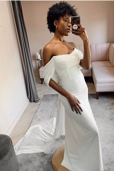 beach-chiffon-wedding-dresses-with-ruching-off-the-shoulder