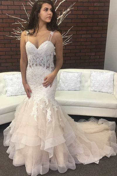 Beaded Lace Mermaid Wedding Dresses with Double Straps loveangeldress