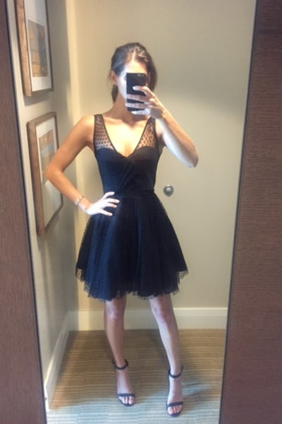 black-dots-tulle-homecoming-gown-with-v-neckline