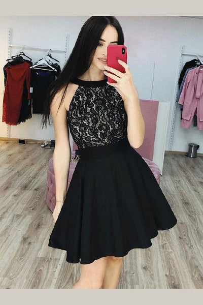 black-lace-halter-homecoming-party-gown-with-satin-skirt