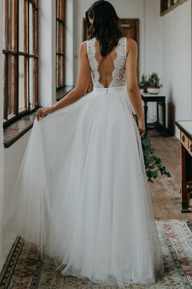 bohemian-lace-summer-wedding-dress-for-bride-tulle-skirt