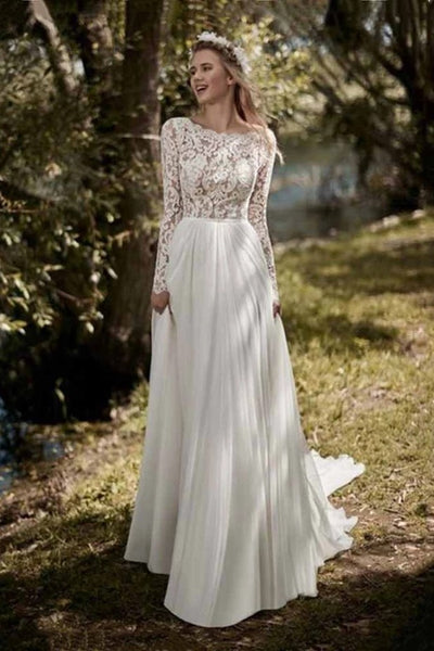 Boho Lace Long Sleeves Wedding Dress 2019 Robe de mariee loveangeldress