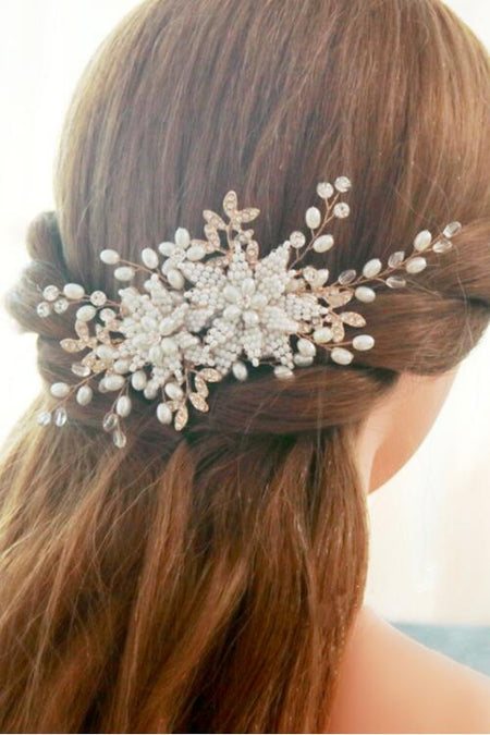 Wedding Hair Vine Pearl Crystal Headpiece Bridal Ribbon Headband