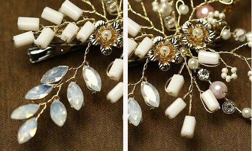 Bridal Headdress Korean Pearls Crystals Hairpin Clip Wedding Jewelry