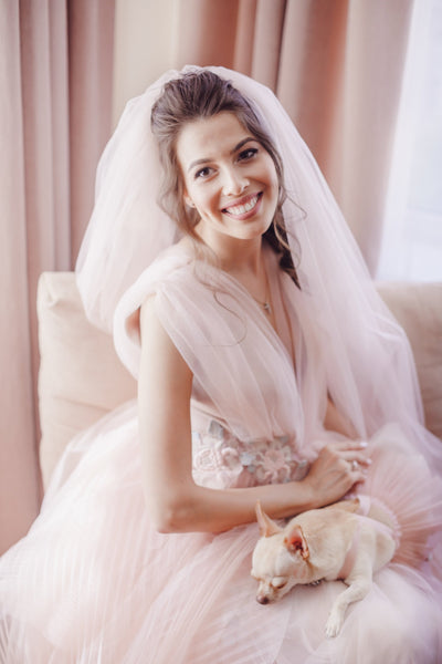 Chapel Length Pink Blush Wedding Veil with Comb – loveangeldress