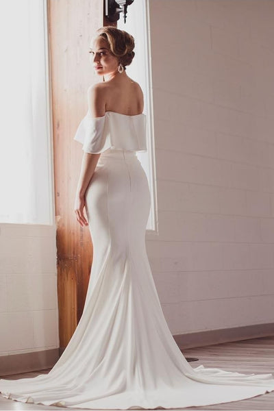 Cool Bride Dress with Off-the-shoulder Flounce Bodice