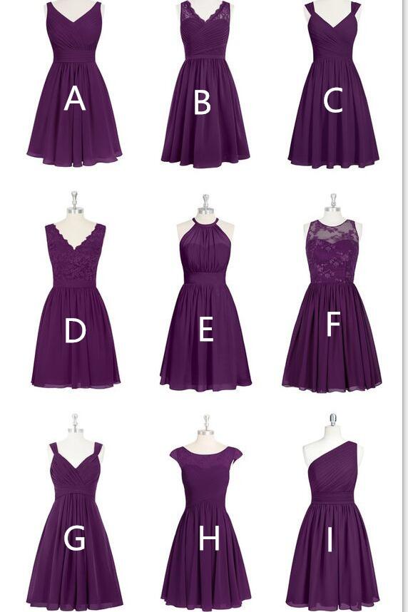 Custom Made Short/Long Chiffon Bridesmaid Dress Mismatched