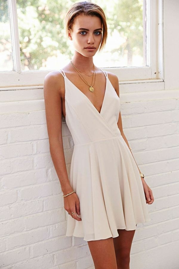 Deep V-neck Chiffon Short Bridesmaid Dress Under $100