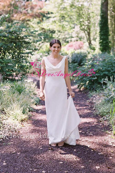 draped-neckline-slim-simple-outdoor-wedding-dress