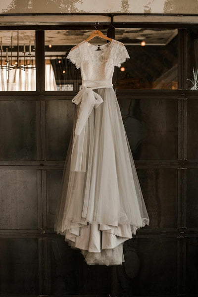 dusty-tulle-lace-short-sleeves-bridal-gown-with-sash-3