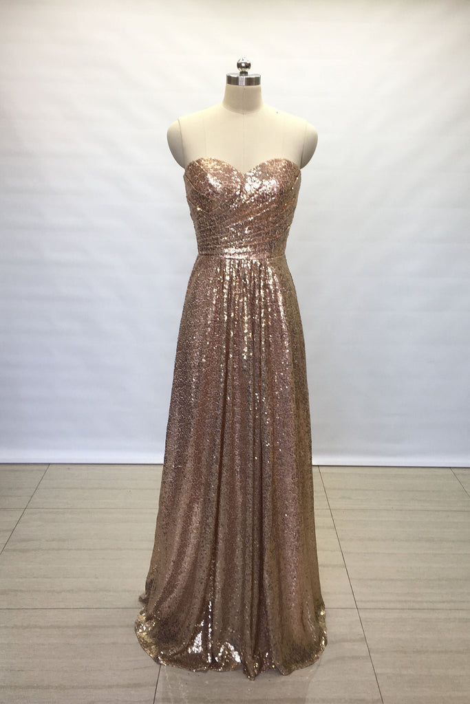 Floor Length Backless Sequin Bridesmaid Wedding Guests Dress