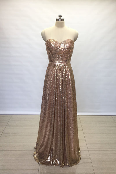 Floor Length Backless Sequin Bridesmaid Wedding Guests Dress