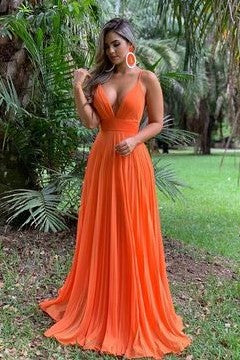 Orange chiffon dress deals