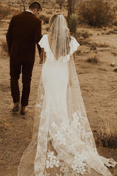 flounced-sleeves-beach-wedding-dress-v-neckline-1