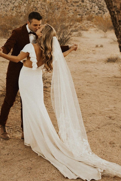 flounced-sleeves-beach-wedding-dress-v-neckline-3