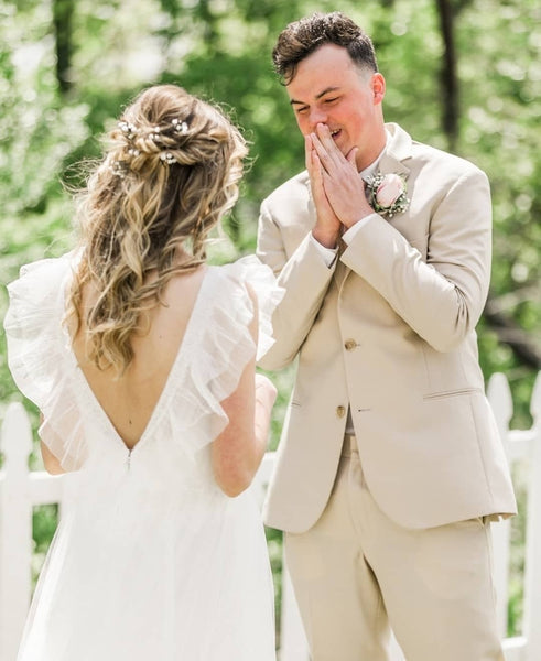 Flounced V-neck Tulle Bridal Dresses 2022 Spring